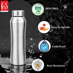 Montavo by FnS Oasis Stainless Steel Water Bottle Set of 5 (Capacity 1 ltr)