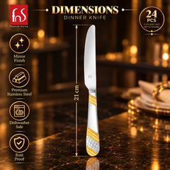FnS Imperio 24-Pc 24K Gold Plated Stainless Steel Cutlery Set With Stand