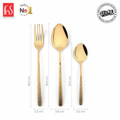 Chef Vicky Ratnani's Signature Collection By FnS Velora Stainless Steel 18 Pcs Cutlery Set with Box Pack | 6 Dinner Spoons, 6 Dinner Forks, 6 Tea Spoons | Premium Textured Handle Design Cutlery for Home, Dining & Kitchen