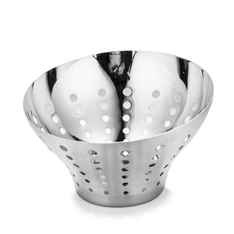 Montavo by FnS Stainless Steel Fruit Bowl/Bread Basket, Oval-Shaped with Polka Dot Design Decorative Basket for Storage in Kitchen (1 Bread Basket)