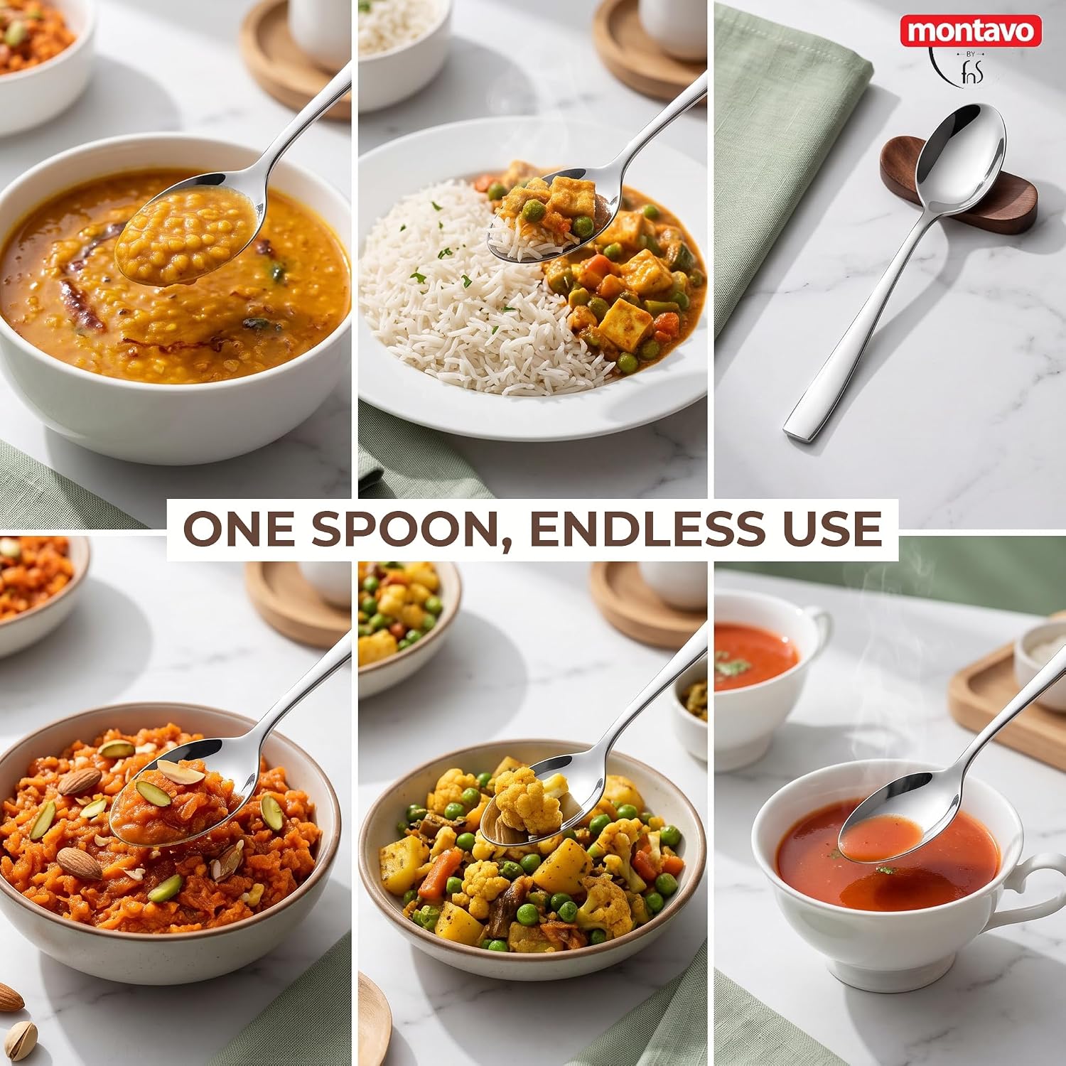 Montavo by FnS Stainless Steel Dinner Spoons | Set of 12