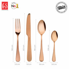 Chef Vicky Ratnani's Signature Collection By FnS Livo Rose Gold Stainless Steel 24 Pcs Cutlery Set with Box Pack | 6 Dinner Spoon, 6 Dinner Fork, 6 Dinner Knife/Butter Knife, 6 Teaspoon