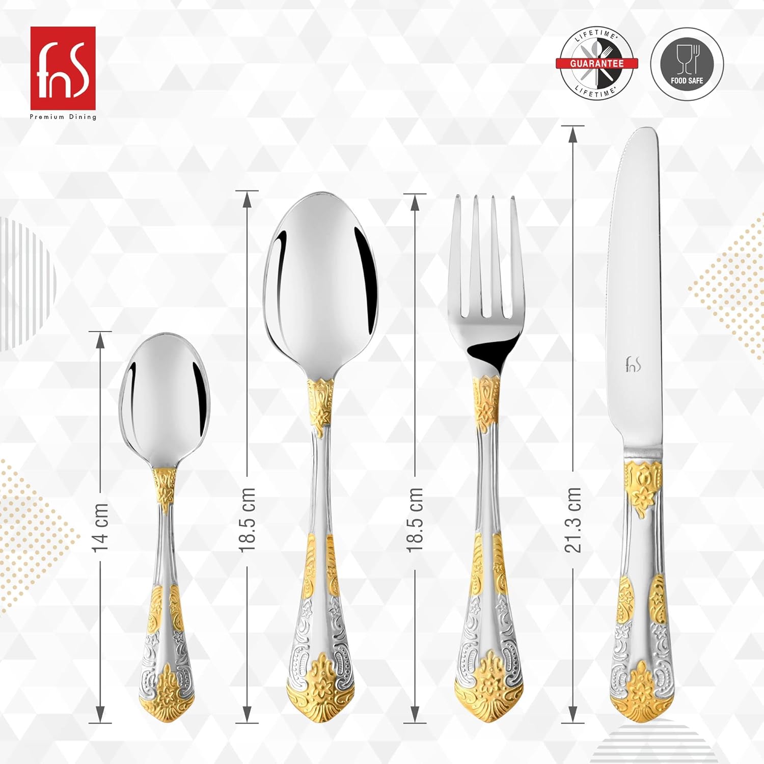 FnS Odyssey 24 Karat Gold Plated Cutlery set with Leatherette Box Packaging