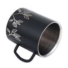 FnS Stainless Steel Coffee Mugs, with Laser Engraving Black (Set of 6)