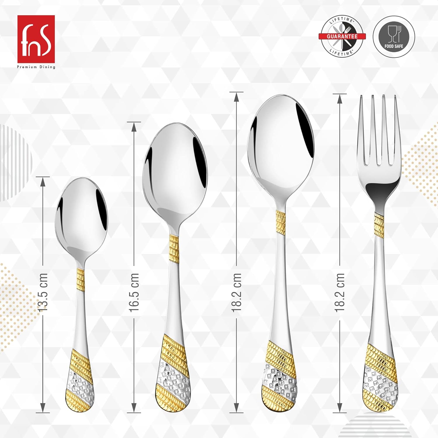 FnS Imperio 24 Karat Gold Plated 24 Pc Cutlery Set