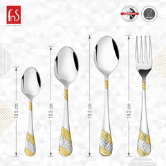FnS Imperio 24 Karat Gold Plated 24 Pc Cutlery Set