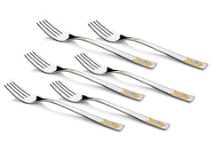 FnS RAGA 24 Karat Gold Plated 6 Pcs Dinner Fork Set