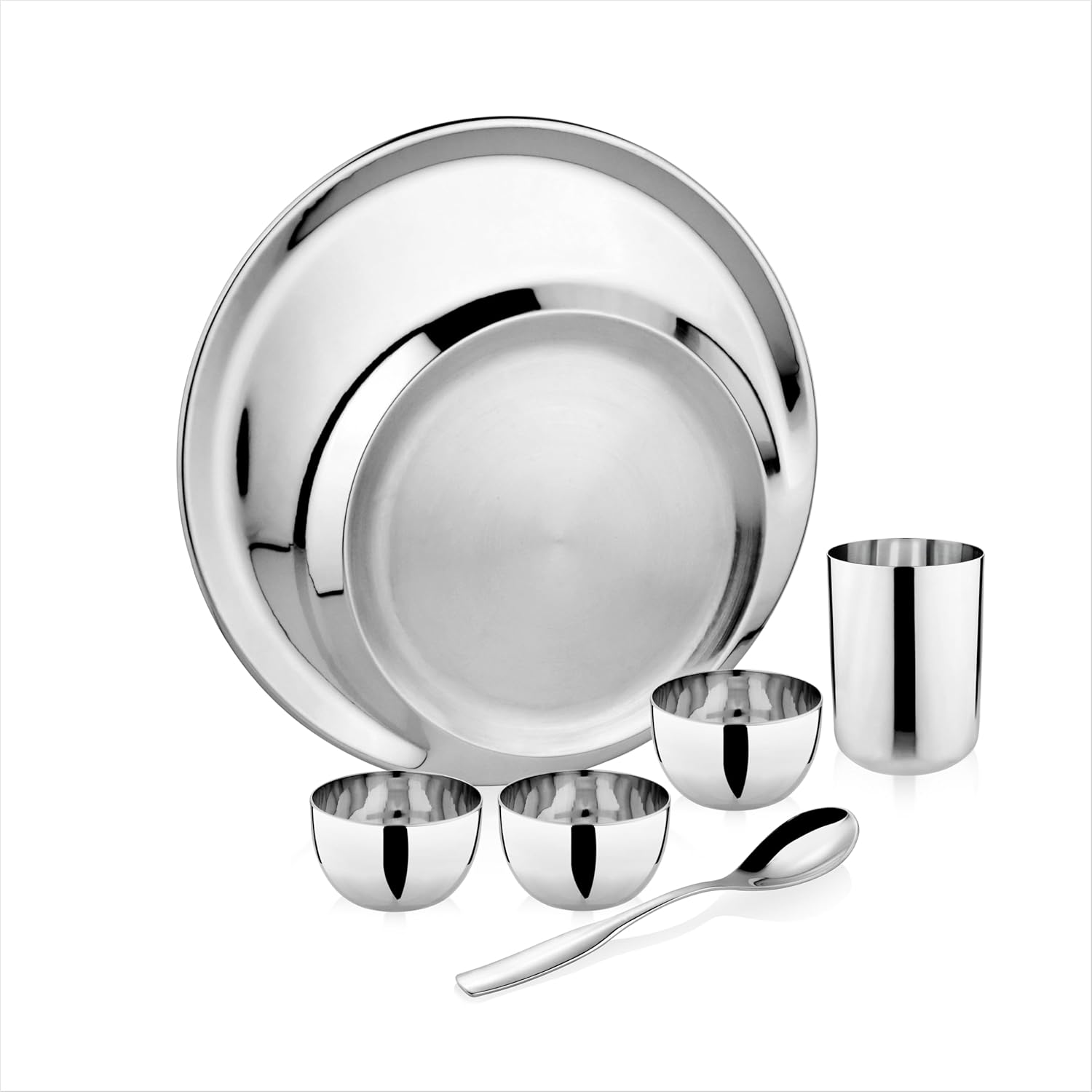 FnS Stainless Steel Dinner Thali 6 Pcs Set