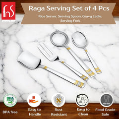FnS RAGA 24 Karat Gold Plated Stainless Steel Serving set of 4