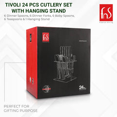 FnS Tivoli 24 Pcs Gold Plated Cutlery Set with Hanging Stand