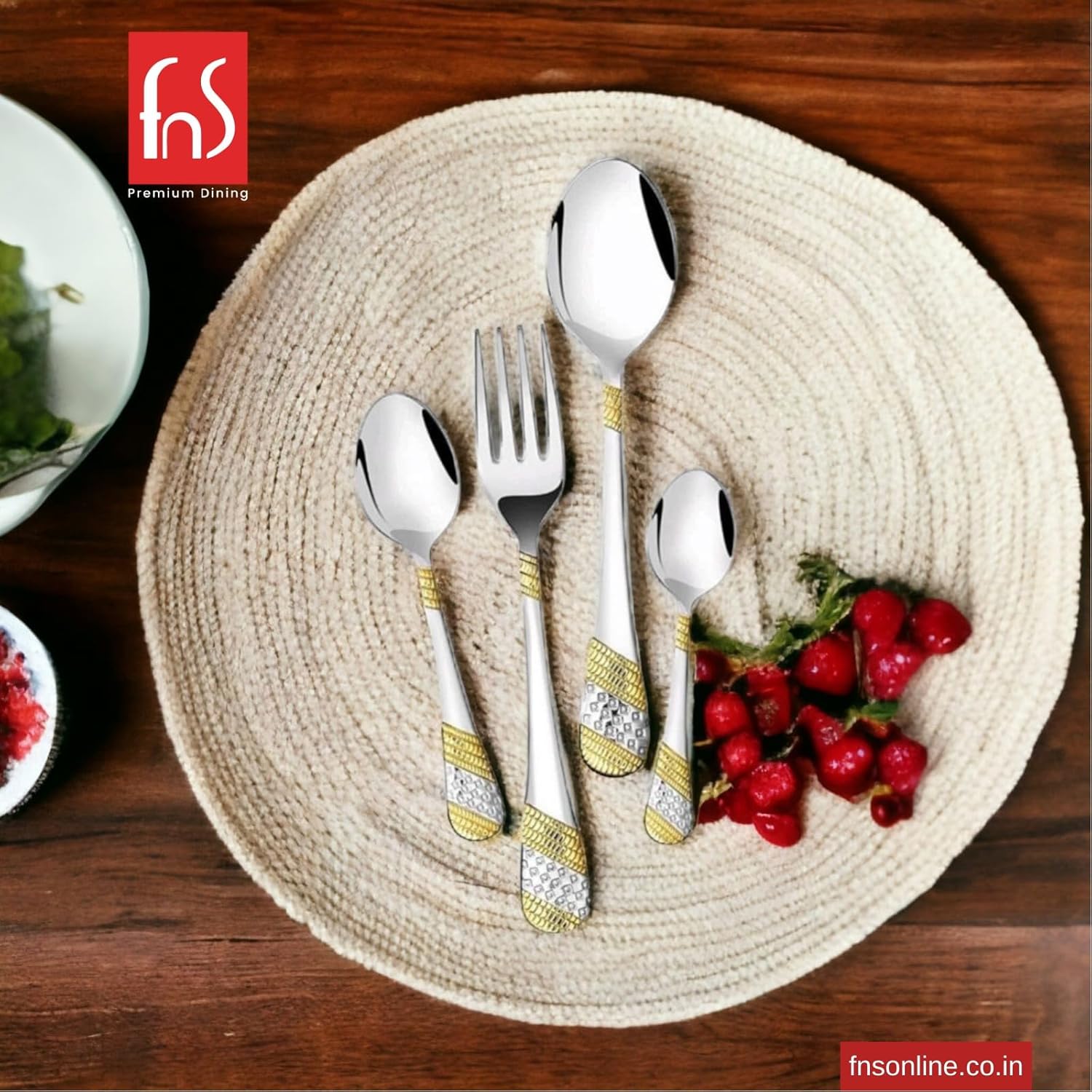 FnS Imperio 24 Karat Gold Plated 24 Pc Cutlery Set