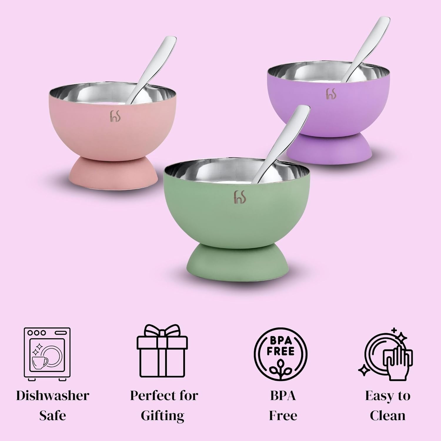 FnS Mellora Multi Color Dessert Bowl Set of 6 Bowl & Spoon for Ice Cream