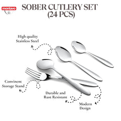 Montavo by FnS Sober Stainless Steel 24 Pcs Cutlery Set