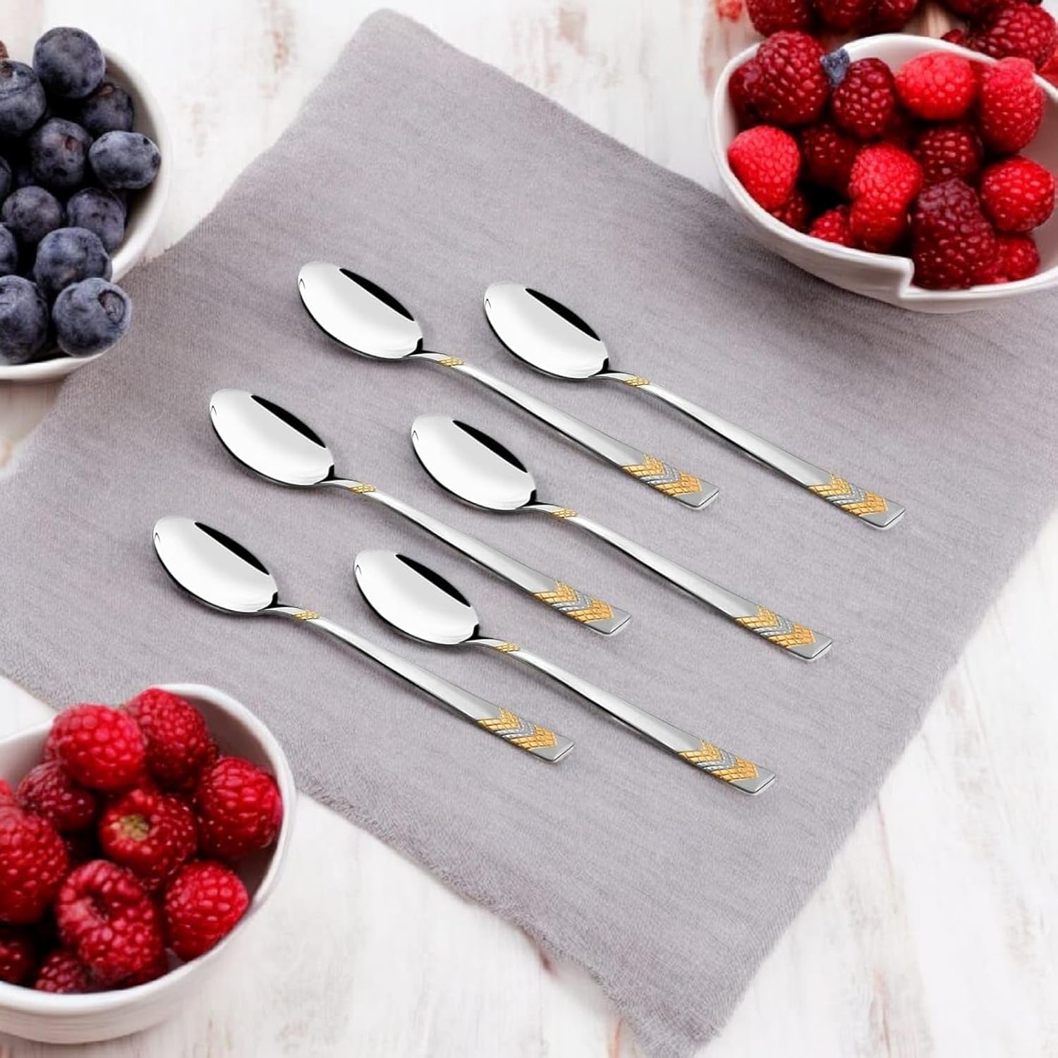 FnS RAGA 24 Karat Gold Plated 6 Pcs Dinner Spoon Set