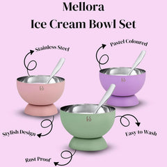 FnS Mellora Multi Color Dessert Bowl Set of 6 Bowl & Spoon for Ice Cream