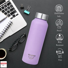 Montavo by FnS Lilac Mist color Stainless Steel Water Bottle (Capacity 750 ml)