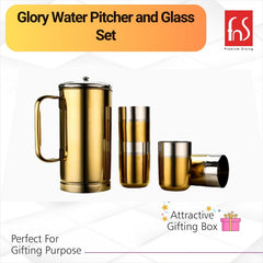 Fns Glory stainless steel Water pitcher and glass gold