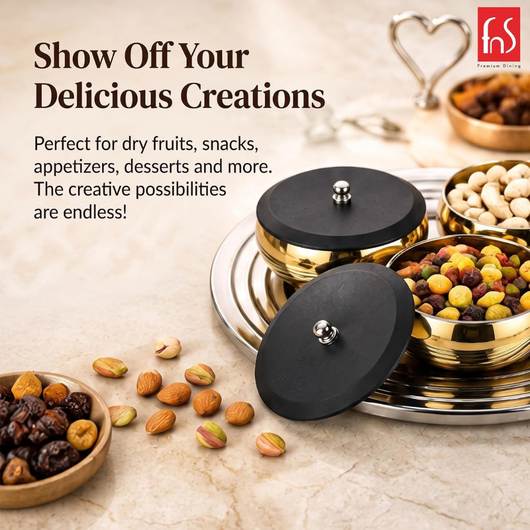 FnS Orbit 4-Pc Gold Stainless Steel Serving Set