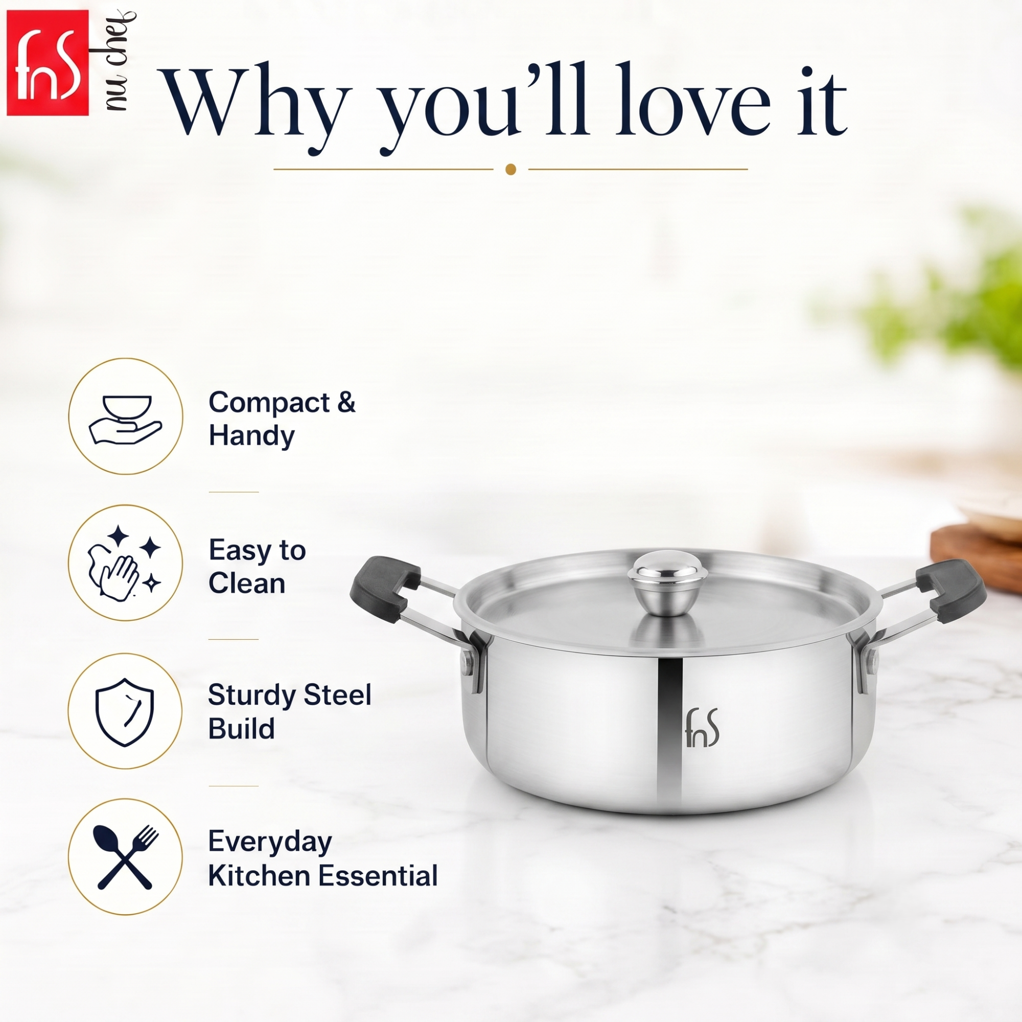 FnS NuChef Triply Stainless Steel Mini Casserole 12 cm