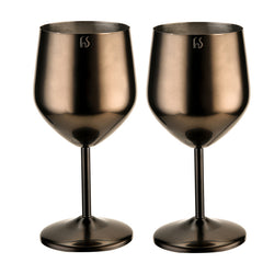 FnS Cosmo Steel Black Finish Wine Glass (pack of 2)