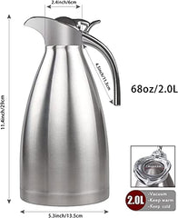 FnS Stainless Steel Coffee Thermos Carafe, Double Walled Vacuum Flask - 1 LTR Capacity, 12-Hour Heat and 24-Hour Cold Retention, Beverage Dispenser, Sleek Design, Ideal for Hot and Cold Beverages