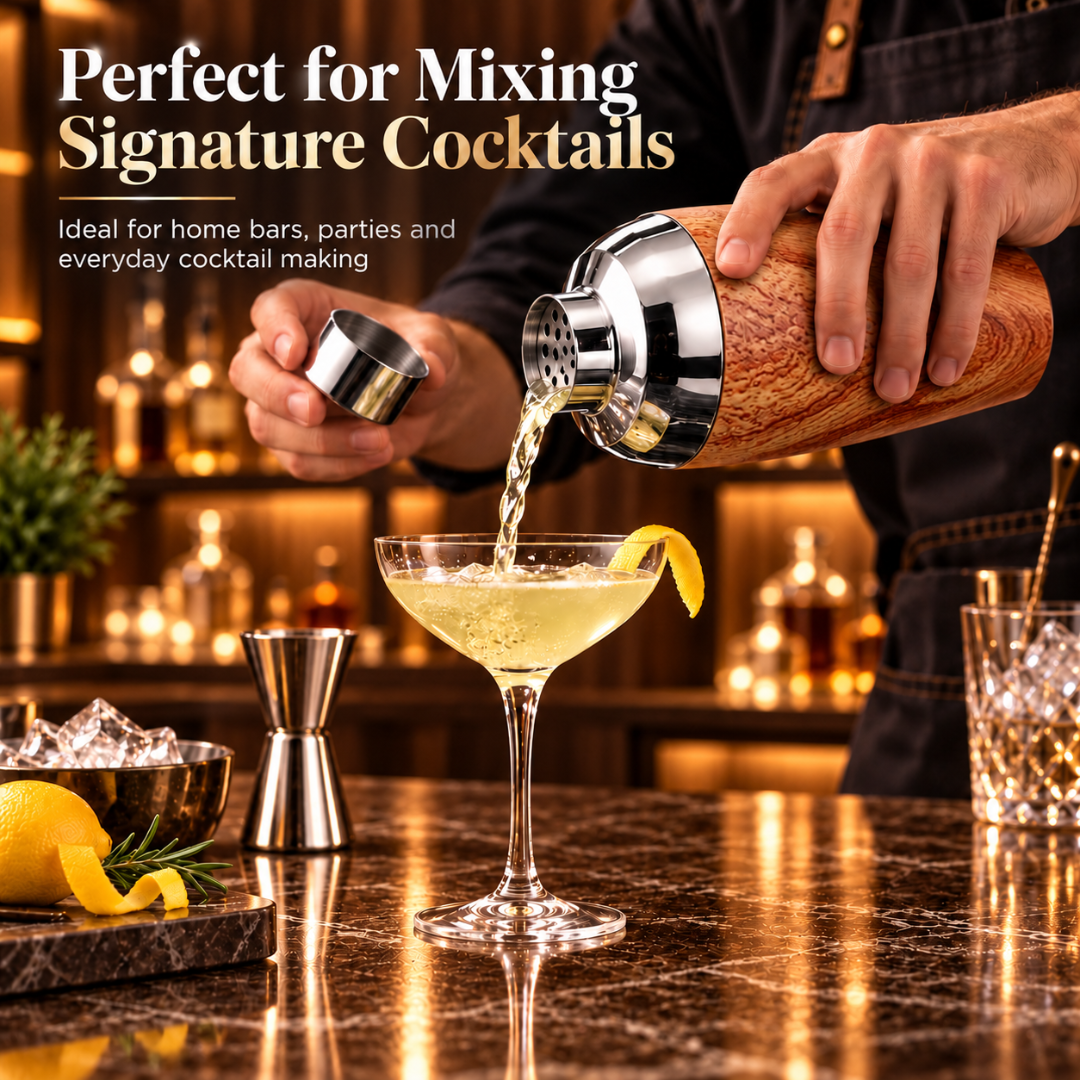 FnS Wooden Finish Stainless Steel Cocktail Shaker 650 ml