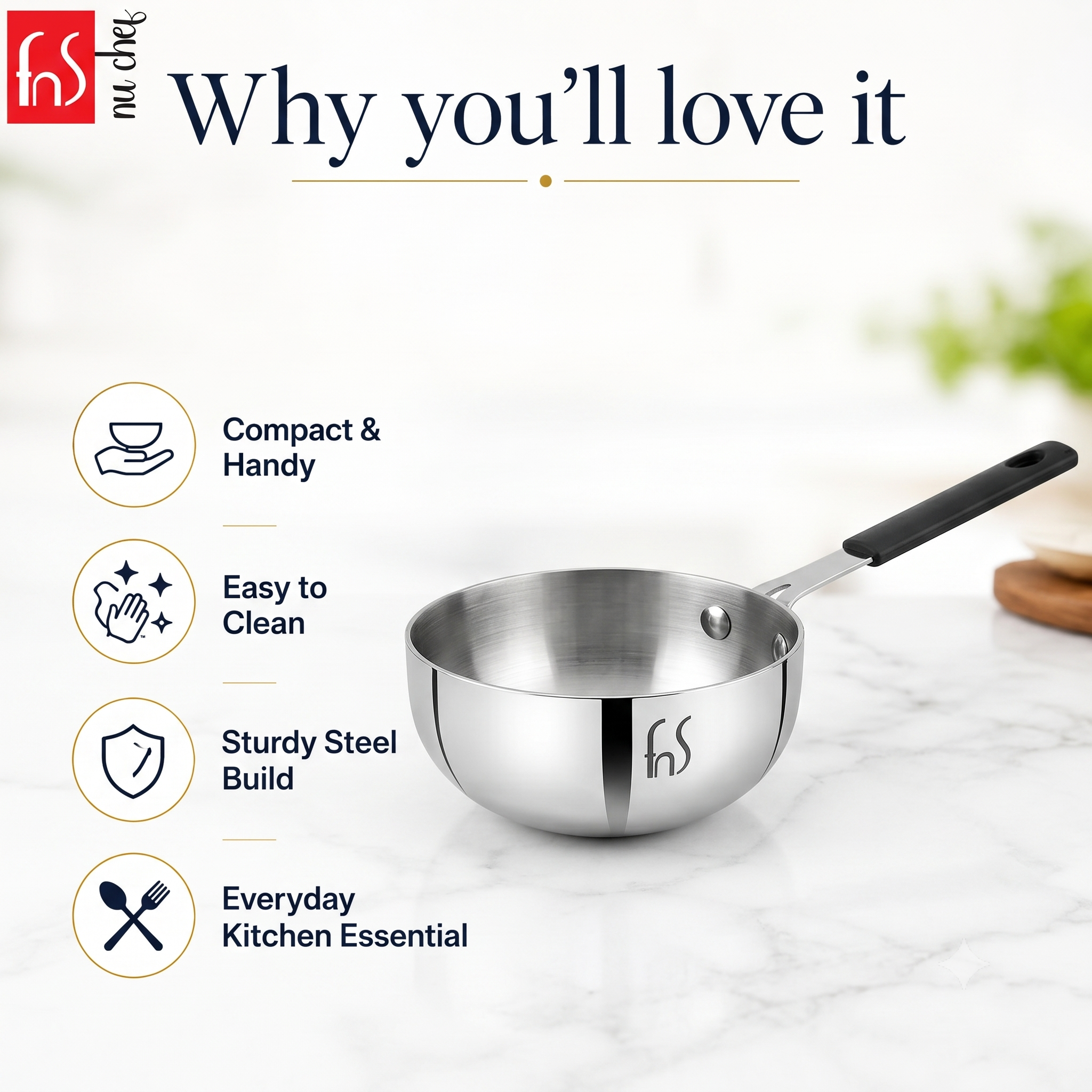 FnS Stainless Steel Mini Wok 12 cm