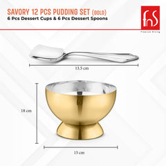 FnS Premium Stainless Steel Savory Ice Cream Bowls Gold