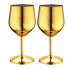 FnS Cosmo Steel Gold Finish Wine Glass (pack of 2)