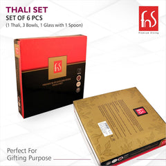 FnS Stainless Steel Dinner Thali 6 Pcs Set