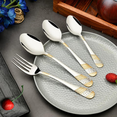 FnS Imperio 24 Pcs 24 Karat Gold Plated Cutlery set with Stand