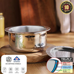 FnS NuChef Cookware Triply Tope 20 CM | Even Heat Distribution, Durable & Rust-Free Cookware
