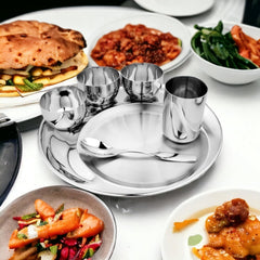 FnS Stainless Steel Dinner Thali 6 Pcs Set