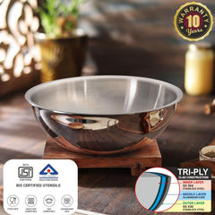 FnS NuChef Cookware Triply Tasla 28 CM | Even Heat Distribution, Durable & Rust-Free Cookware