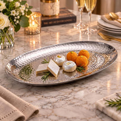 FnS Hammered Finish Stainless Steel Oval Serving Platter