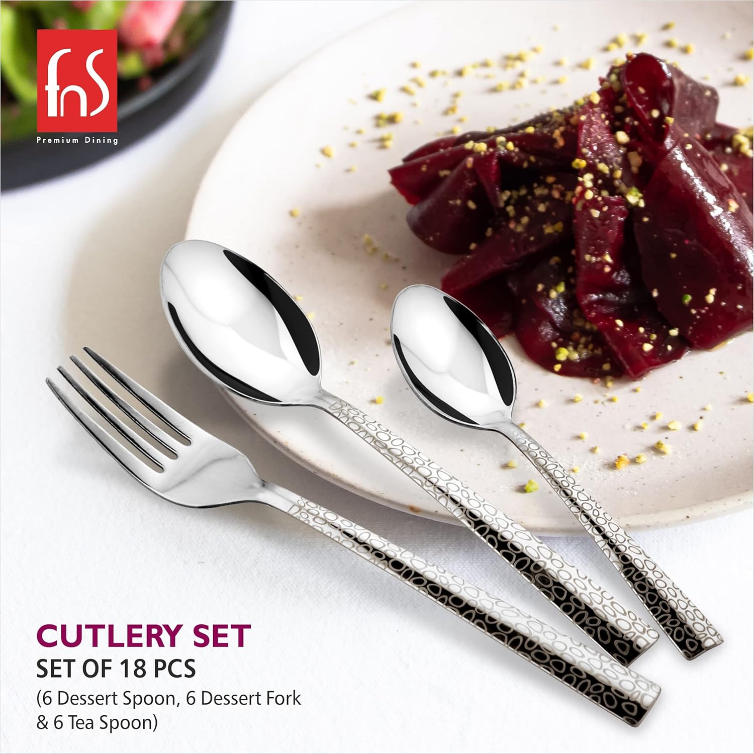 Montavo by FnS Pebble Premium Laser Engraved Cutlery Set of 18 Pcs in Leatherette Box