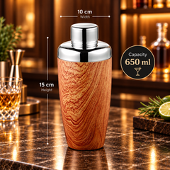FnS Wooden Finish Stainless Steel Cocktail Shaker 650 ml