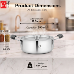 FnS NuChef Triply Stainless Steel Mini Casserole 12 cm