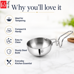 FnS Stainless Steel Mini Tadka Pan 10 cm