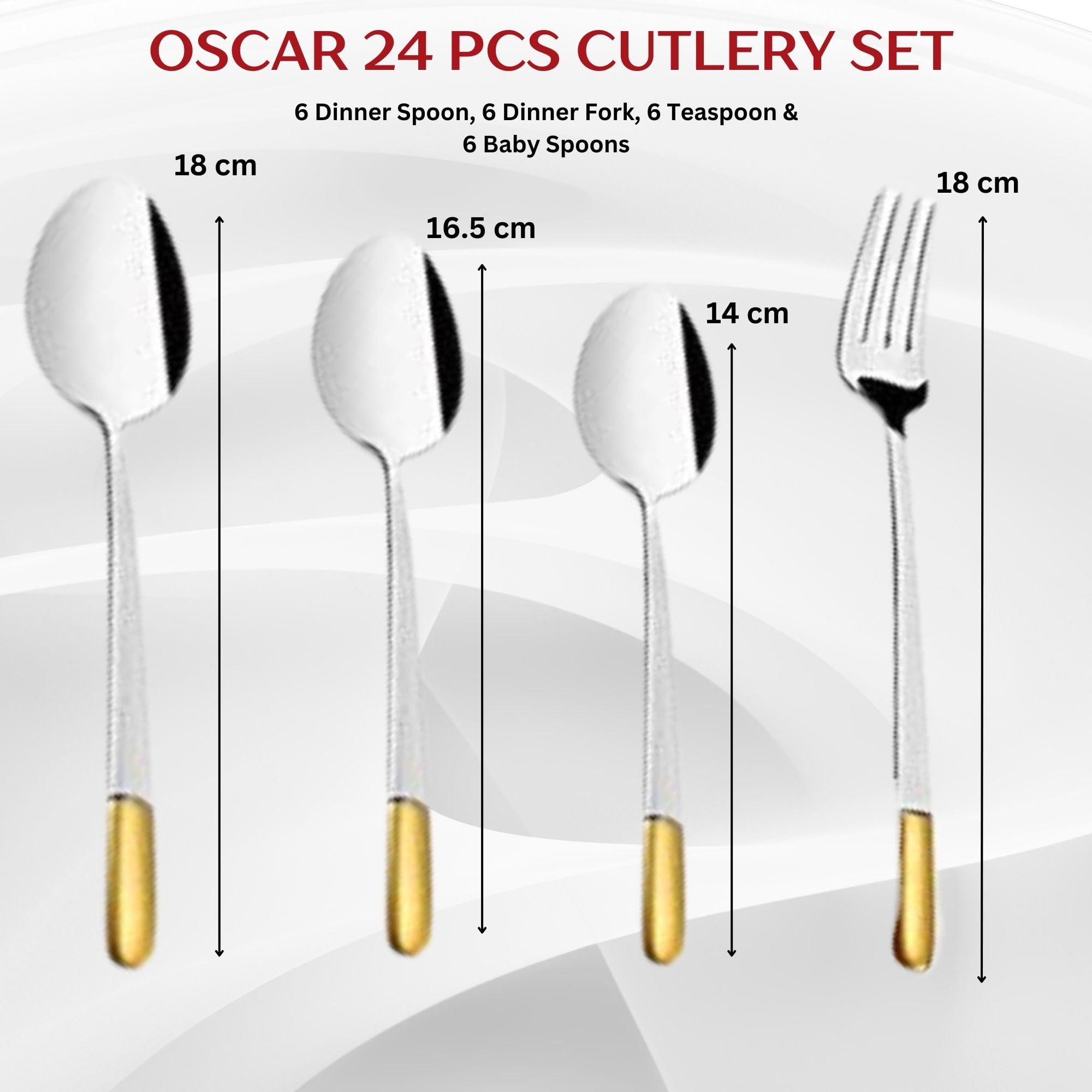 FnS Oscar 24 Karat Gold Plated Cutlery Set with Leatherette Box