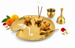 FnS Mangalam 7-Pc Gold Stainless Steel Pooja Thali Set