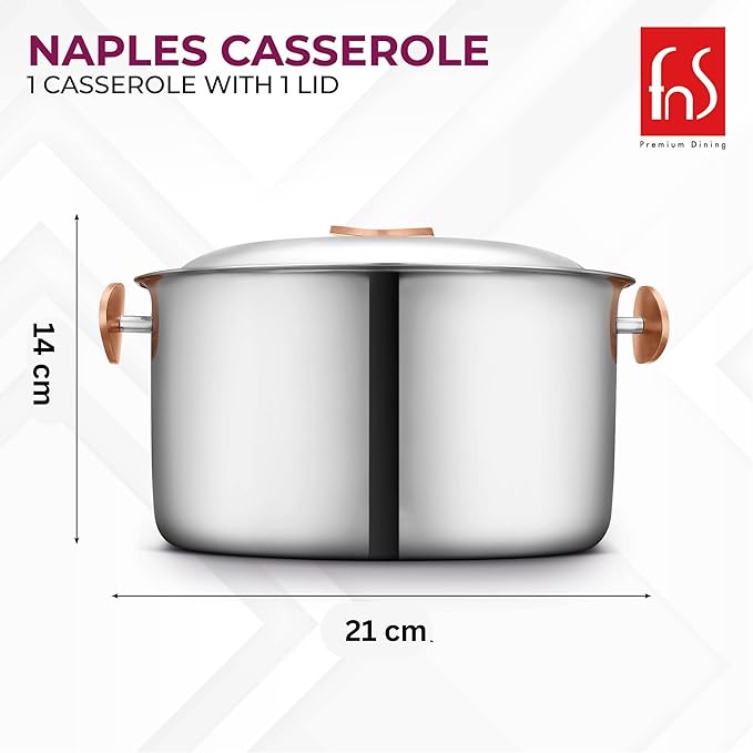 FnS Naples Stainless Steel Casserole (2200 ml)