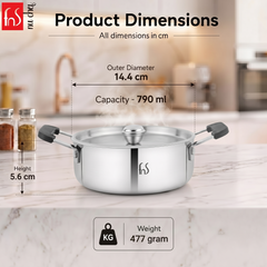 FnS NuChef Triply Stainless Steel Mini Casserole 14 cm