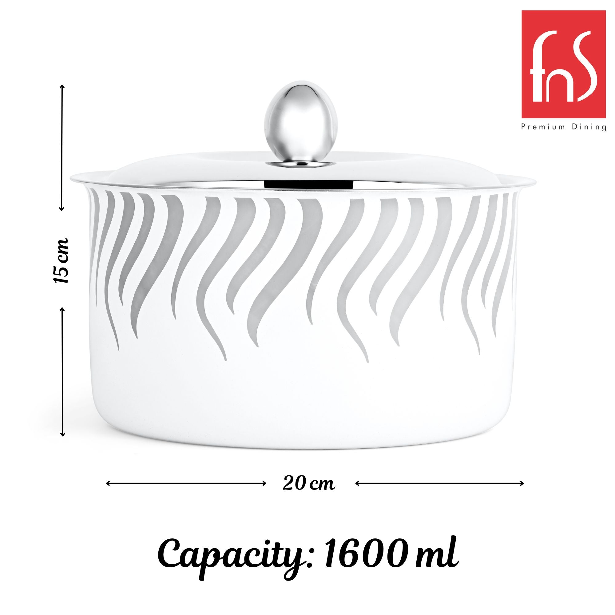 FnS Flame Stainless Steel Casserole (1600ml)