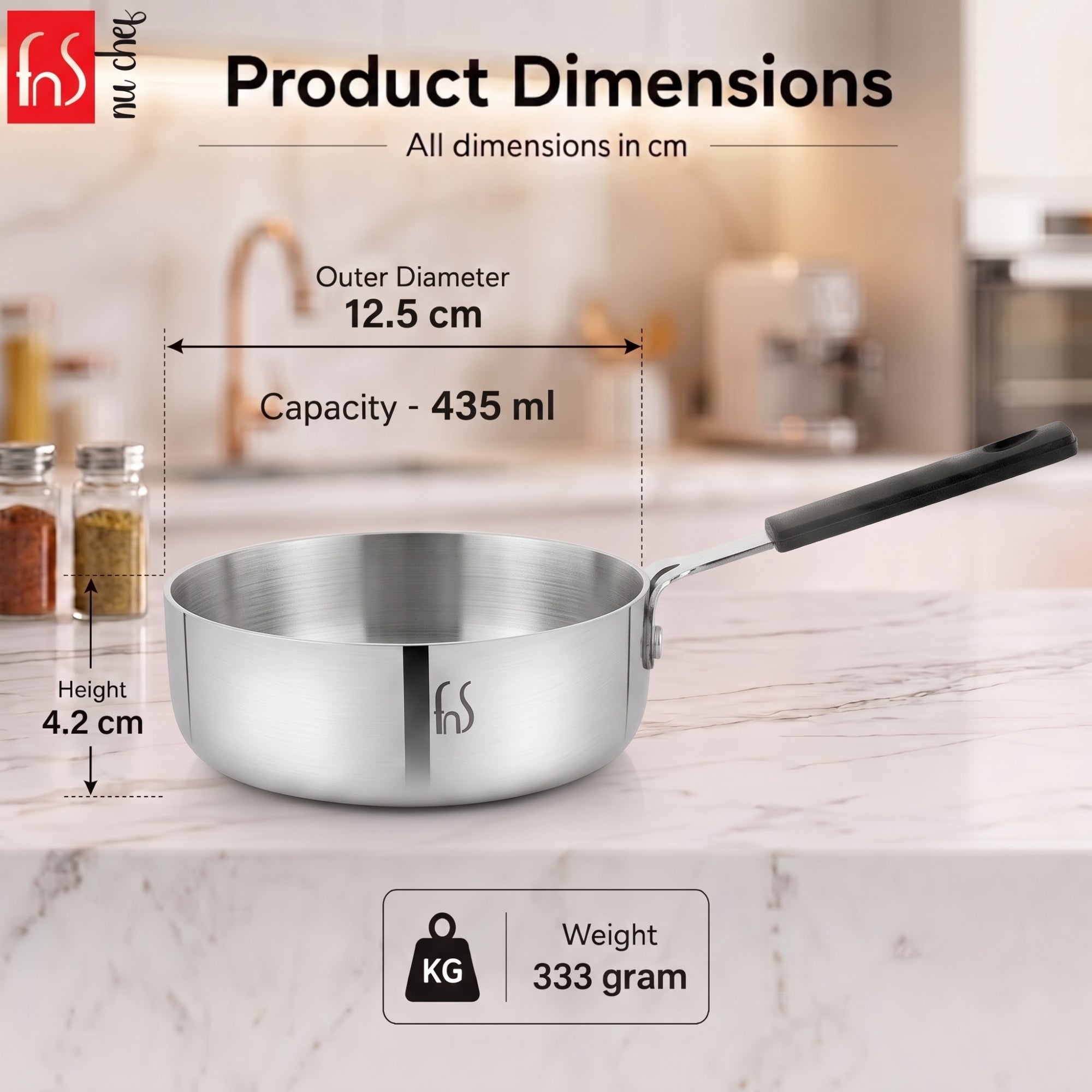 FnS NuChef Stainless Steel Mini Triply Fry Pan 12 cm