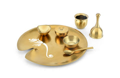 FnS Mangalam 7-Pc Gold Stainless Steel Pooja Thali Set