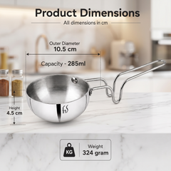 FnS Stainless Steel Mini Tadka Pan 10 cm