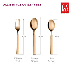 FnS Allie Stainless Steel Rose Gold 18 Pcs Cutlery Set