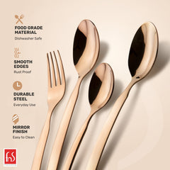 FnS Allie 24 Pcs Rose Gold Cutlery Set with Leatherette Box