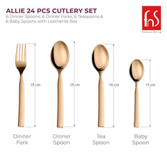 FnS Allie 24 Pcs Rose Gold Cutlery Set with Leatherette Box